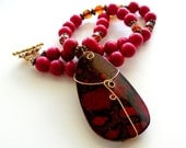 Red Turquoise Large Pendant Necklace Cherry Rock Candy