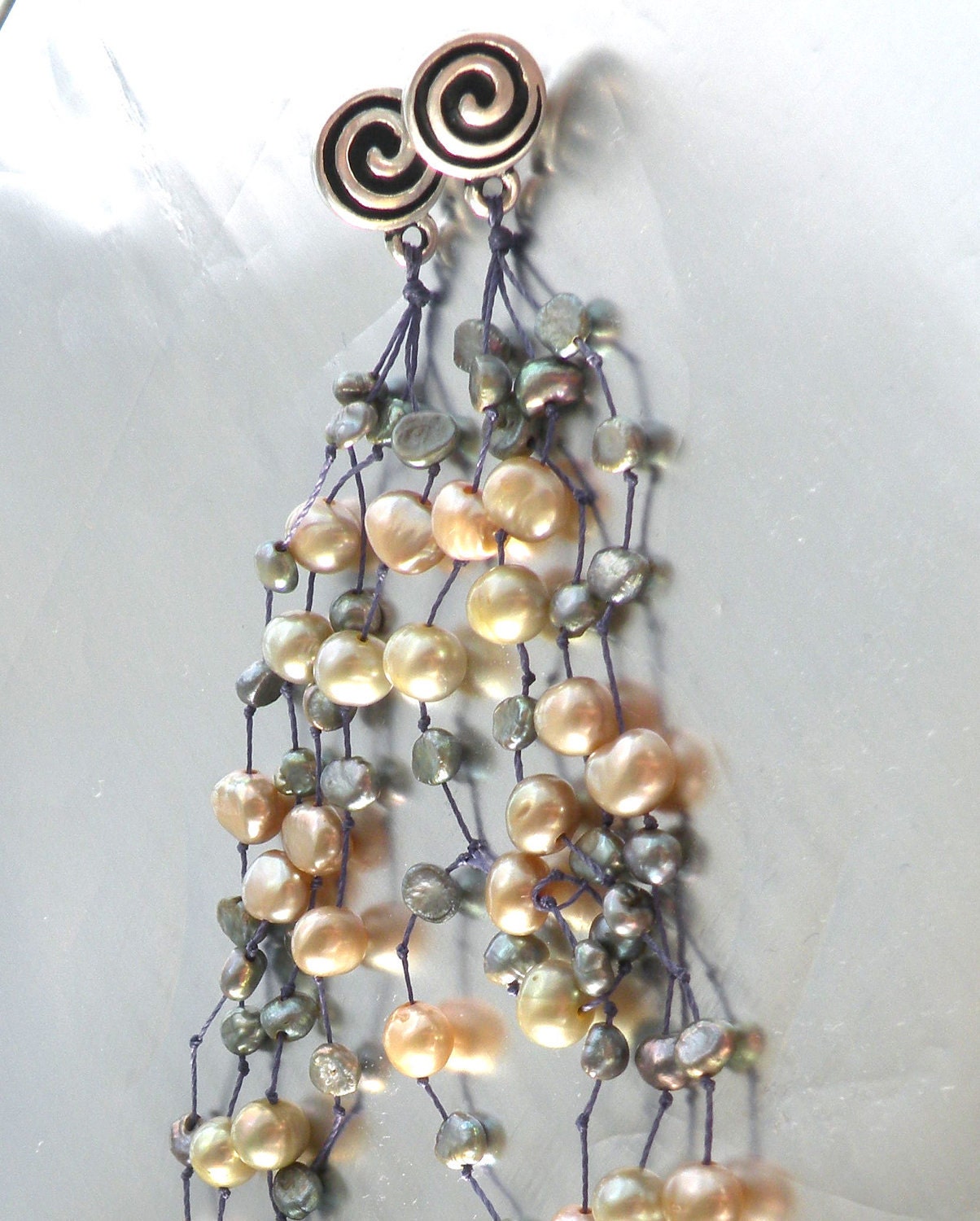 Cultured Pearl Earrings Cream Jewelry Long Post Earrings