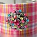 Pink Plaid Cuff Bracelet Colorful Nickel Free Jewelry Metal Bangle