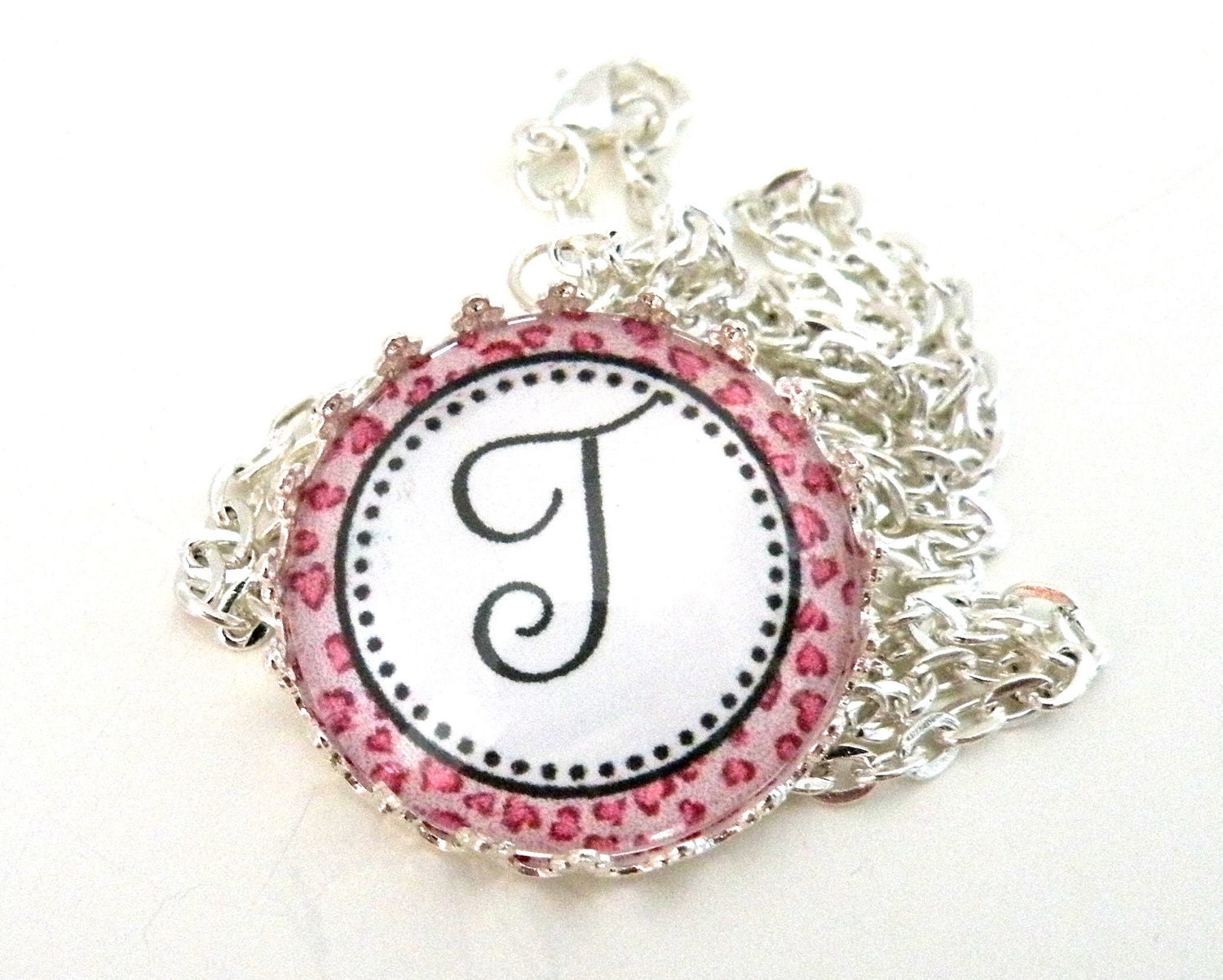 Pink Bottle Cap Necklace Crown Personalized Initial Kids Jewelry