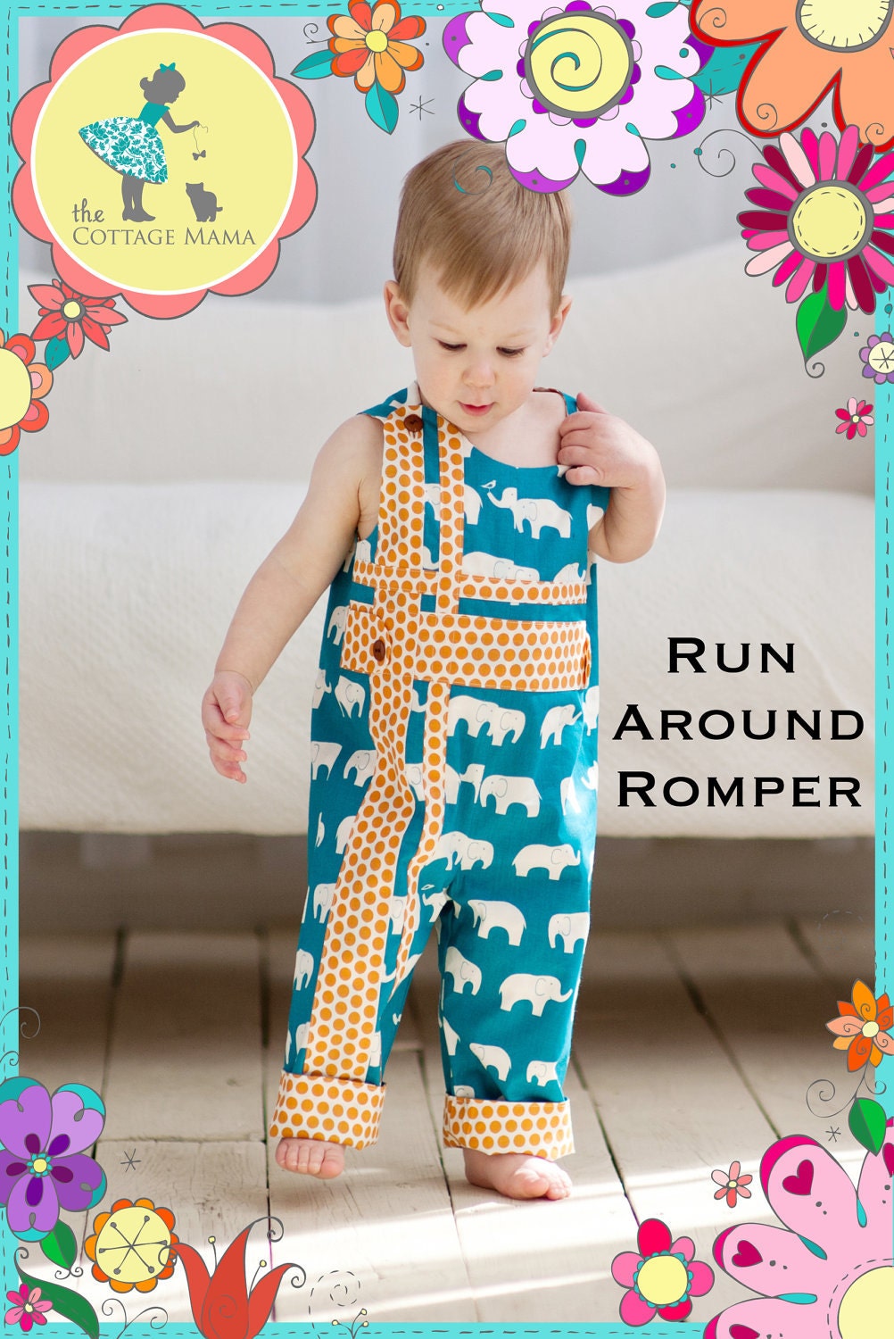 Boys Romper Sewing PRINTED PATTERN: Run Around Romper for Boys and Girls - Original Printed Sewing Pattern - Size 6 Month - 6 Years
