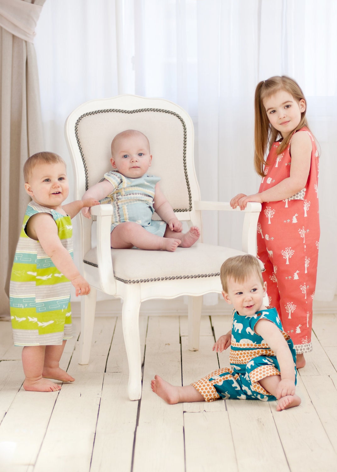 Boys Romper Sewing PRINTED PATTERN: Run Around Romper for Boys and Girls - Original Printed Sewing Pattern - Size 6 Month - 6 Years