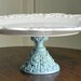 Large Cake Stand Cupcake Pedestal Stand Seashells And Robins Egg Blue By E. Isabella Designs. As Featured In Martha Stewart Weddings.