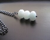 Melon Amazonite Rondelle Necklace, Oxidized Sterling Silver
