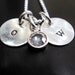 Hand Stamped Initial Necklace, Sterling Silver, Swarovski Crystal