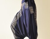 All Around The World...Dark Blue Printed Rayon Harem Pants