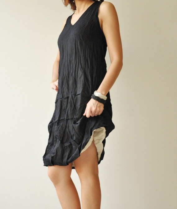 Hexagon  Part II...Black-Khaki Cotton dress