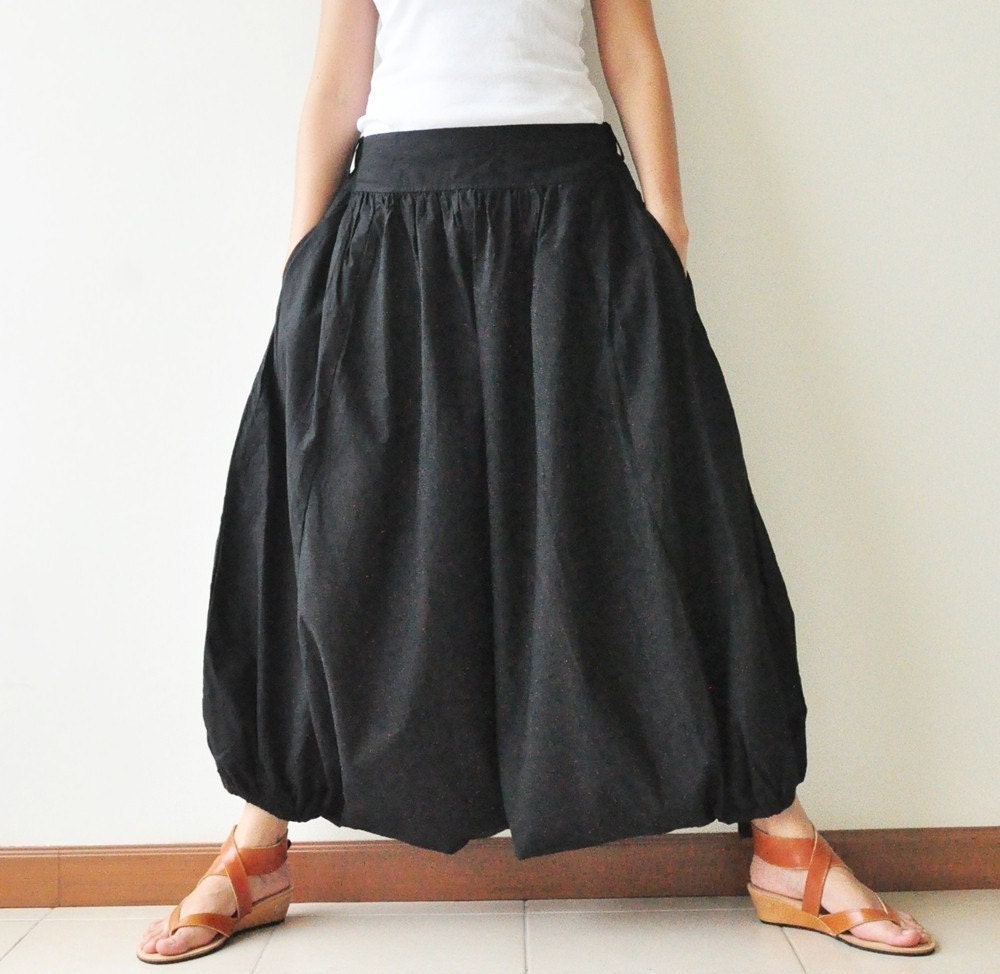 SALE 15% All Around The World Part II...Black Cotton Harem Pants 2 Sizes Available