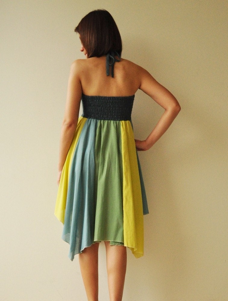 Umbrella...Green Tone Cotton dress