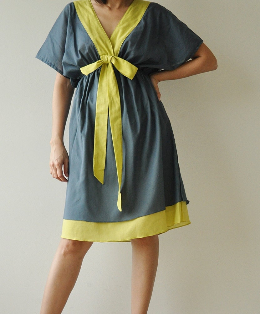 Butter Fly II ...Dark Green Cotton Dress