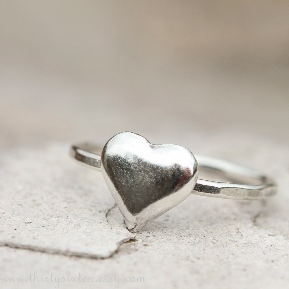 Puffy Heart Stacking Ring Sterling Silver