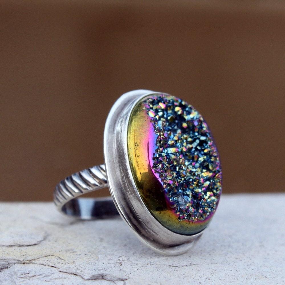 Druzy and Sterling Silver Ring