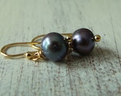 Smooth Black Pearl Earrings