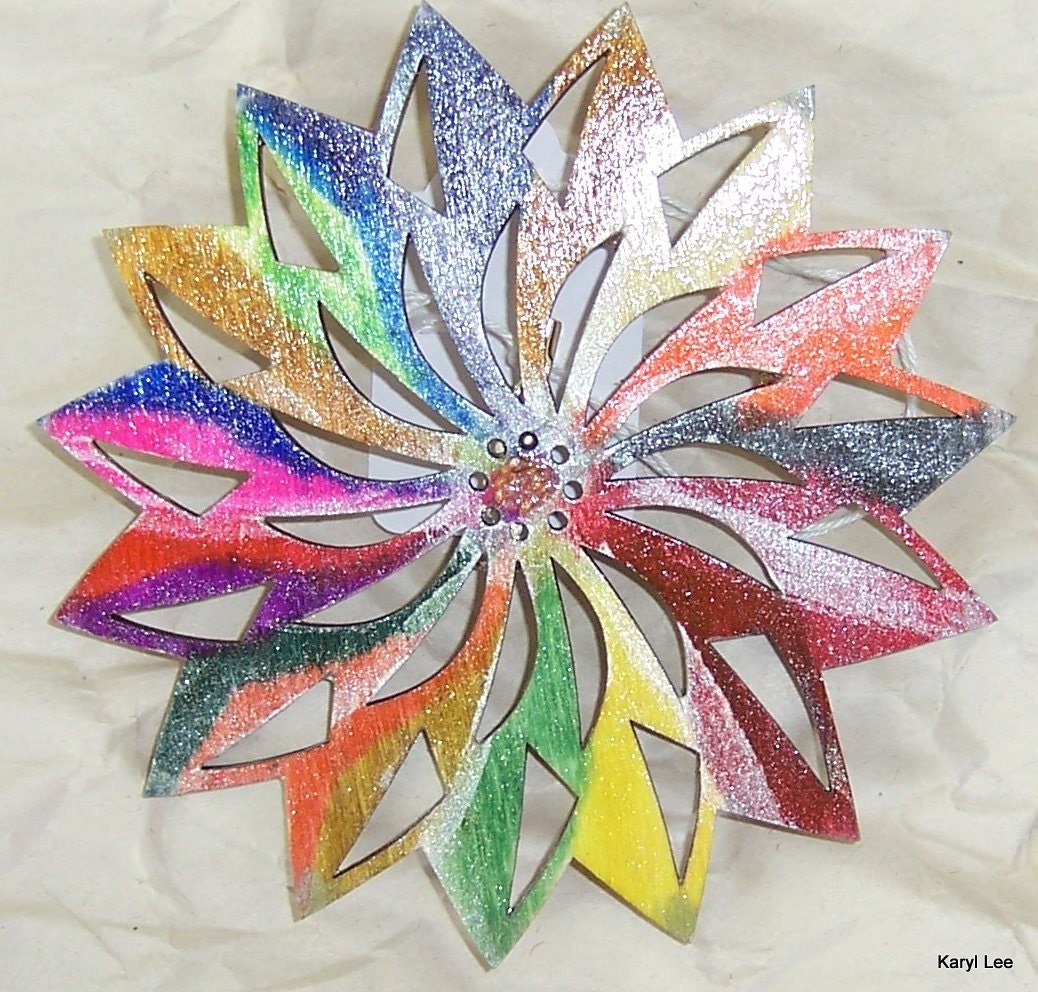 colored pencil Starburst flower pin, many colors and many looks
