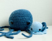 Crochet pattern octopus amigurumi, pattern for a big AND a small octopus - Instant download PDF