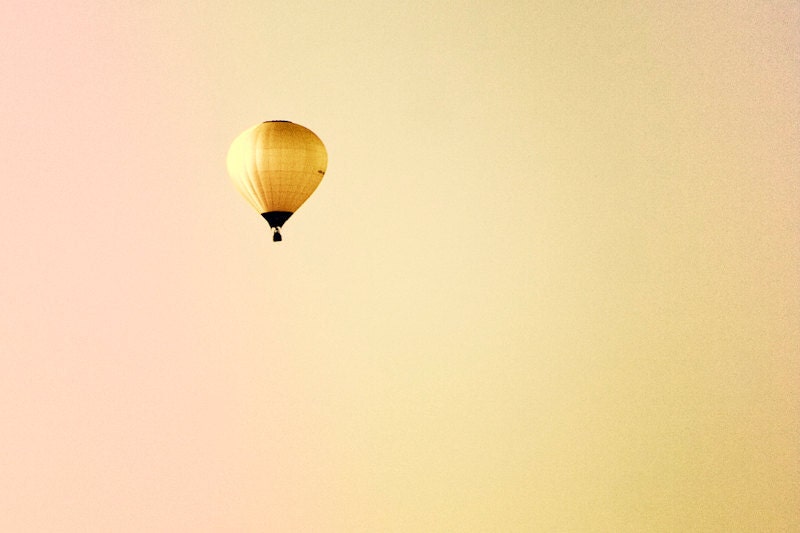 Yellow balloon floating on a yellow sky / photograph / fine art print / by Kitoki - 8x12 - kitoki