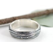 6mm Sterling Silver Tree bark  Wedding Ring - made to order