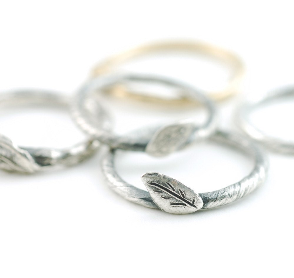 Vine and Leaf Ring - Sterling Silver - made to order - nontraditional ...
