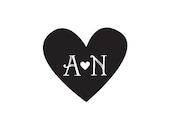 Personalized Heart With Initials Monogram Rubber Stamp