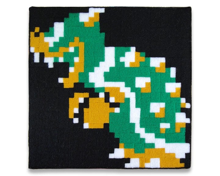 King Bowser 8 x 8 Felt Collage