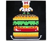 BurgerTime Hamburger 12 x 12 Felt Collage