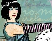 Wanderlust Day Dreamer Moving Away Gift Life Change Happy Teal original illustration ART Print Hand SIGNED size 8 x 10