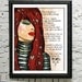 Aries art print Astrology March Birthday April Birthday Red Teal fire sign Astrology original illustration ART Print Hand SIGNED size 8 x 10