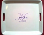 WEDDING GUEST BOOK Alternative - Unique Guest Book - Wedding Signature Platter Tray Monogram