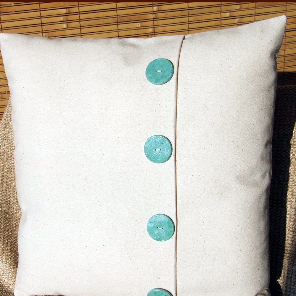Turquoise button pillow for your coastal cottage or beach house