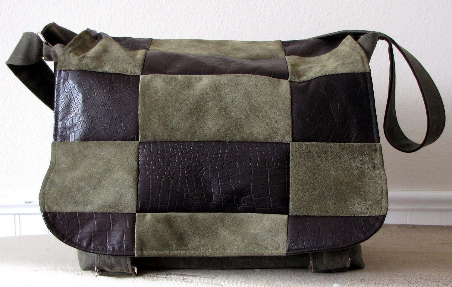 SALE - Messenger Camera Bag with Removable Insert - Leather and Waxed Canvas