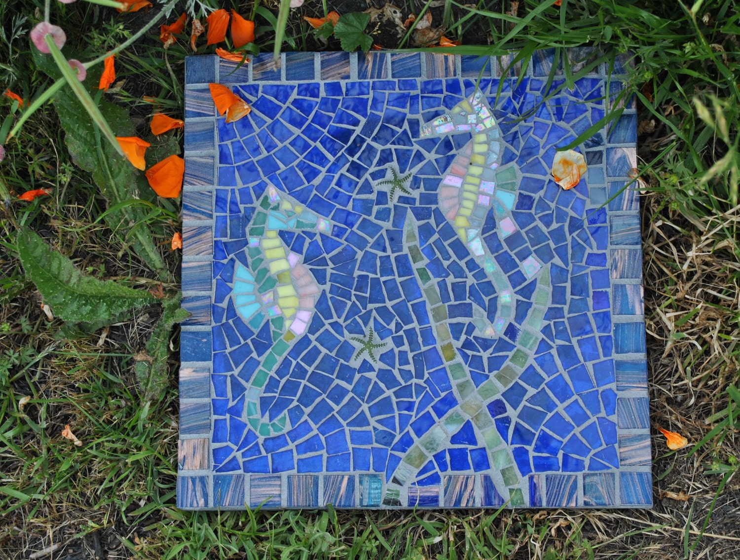 Seahorse Mosaic Tile Garden Stepping Stone