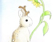 Jackalope with Sunflower 8 x 10 Print by SBMathieu