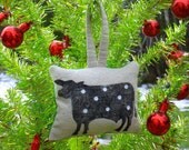 Polka Dot Cow Hand Stamped Ornament by SBMathieu