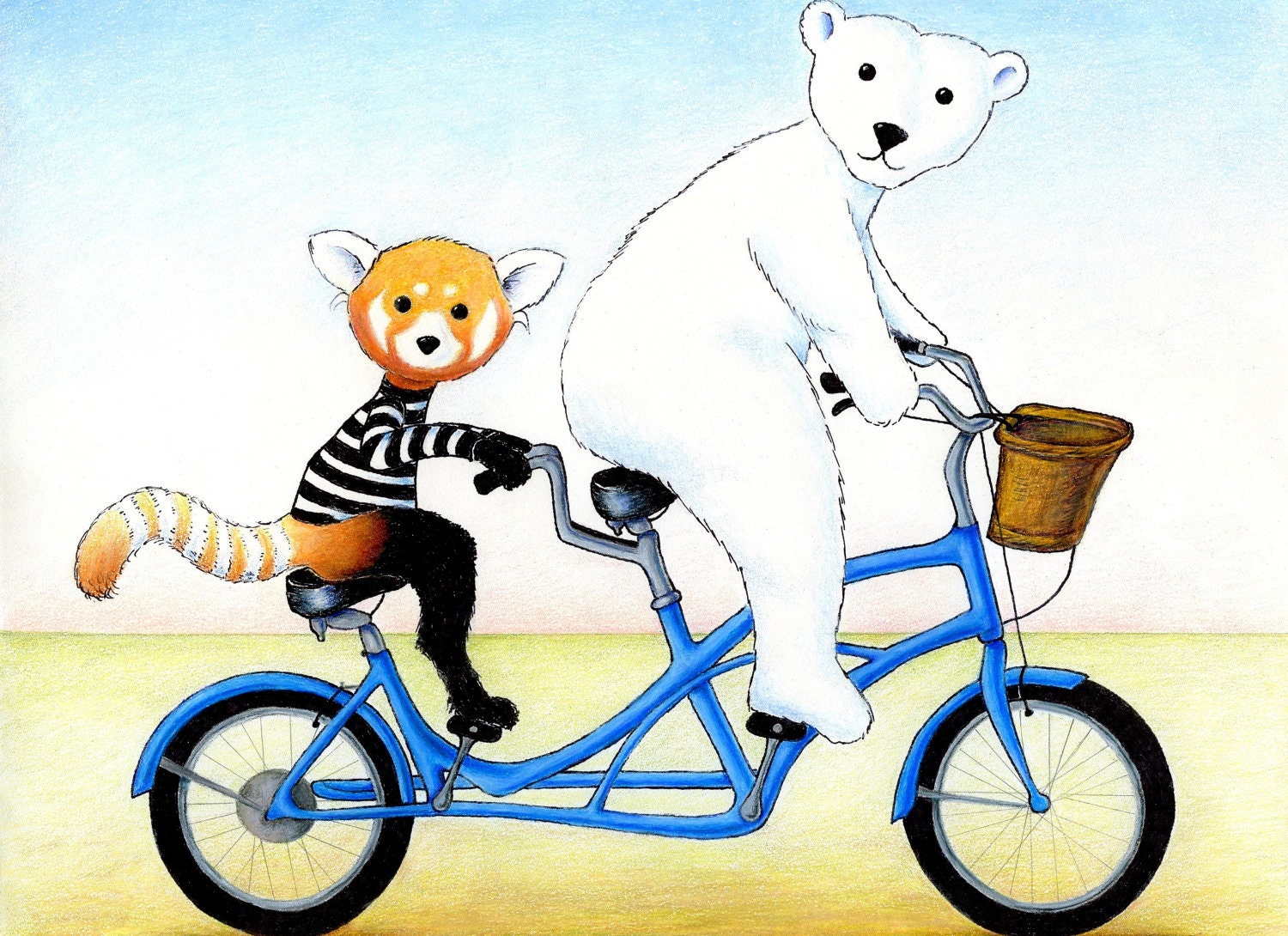 Walter and Jack's Tandem Bike Ride 8 x 10 inch Print by SBMathieu