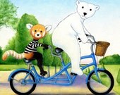 Walter and Jack's Tandem Bike in the Park 8 x 10 inch Print by SBMathieu