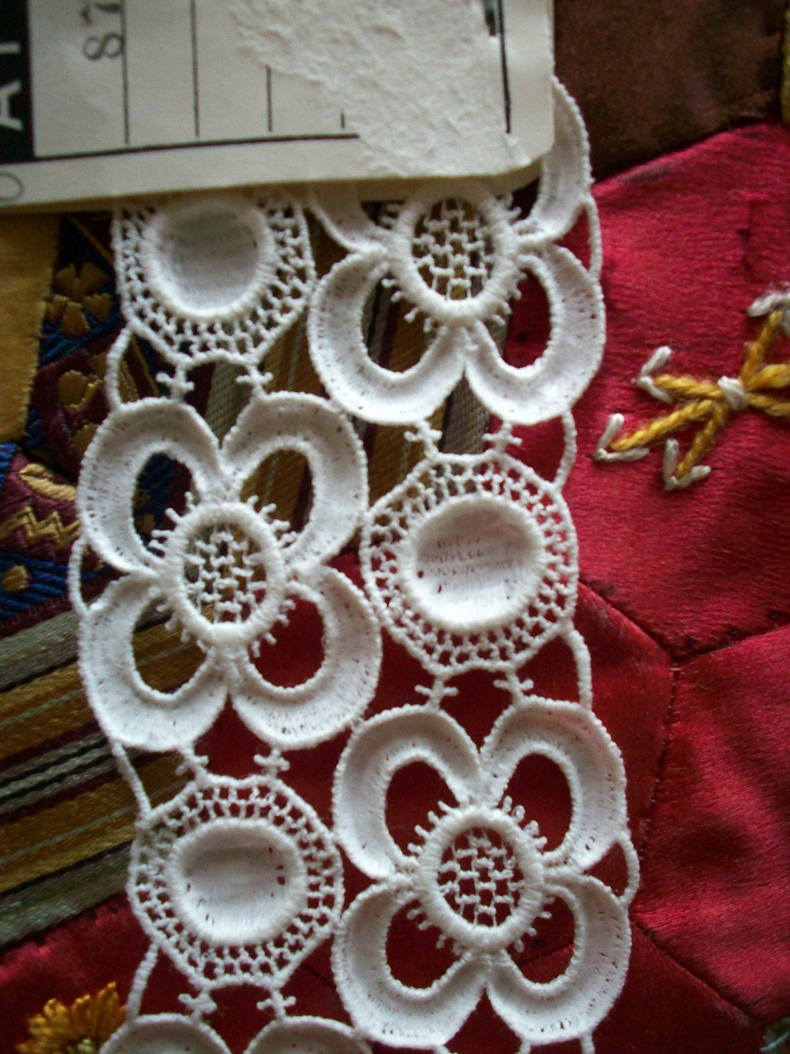 antique salesmans lace sample in pristine white