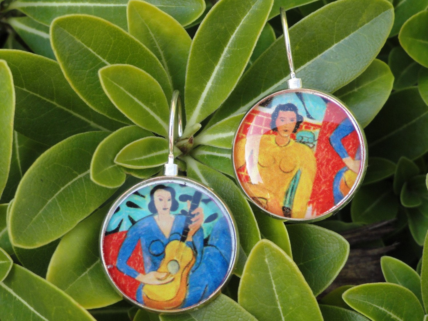 Henri Matisse Guitar Girl Sterling Silver Plated Earrings