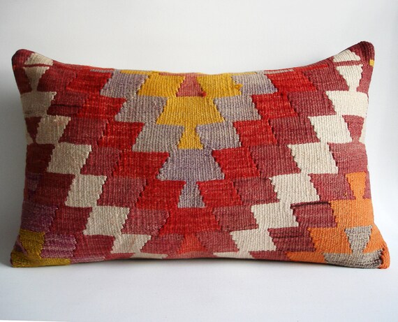 Sukan / Hand Woven - Turkish Kilim  Pillow Cover - 24x16 inch