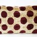 Sukan / SALE - Soft Hand Woven - Silk Velvet Ikat Pillow Cover - 16x24 inch - Beige Dark Red
