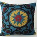 Sukan / Vintage Hand Embroidered Suzani Pillow Cover - 17x16