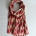 Sukan / Handwoven infinity ikat Silk Scarf, Ikat Scarf, Ikat Scarves, Uzbek Ikat Scarf, Handwoven Scarf, Beige, Red