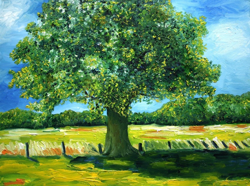 Oak Tree Oil painting Dutch Landscape 50 x 60 cm