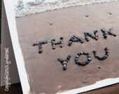 THANK YOU Beach Theme Note Cards Set of 3- beach stone words of gratitude created in the sand