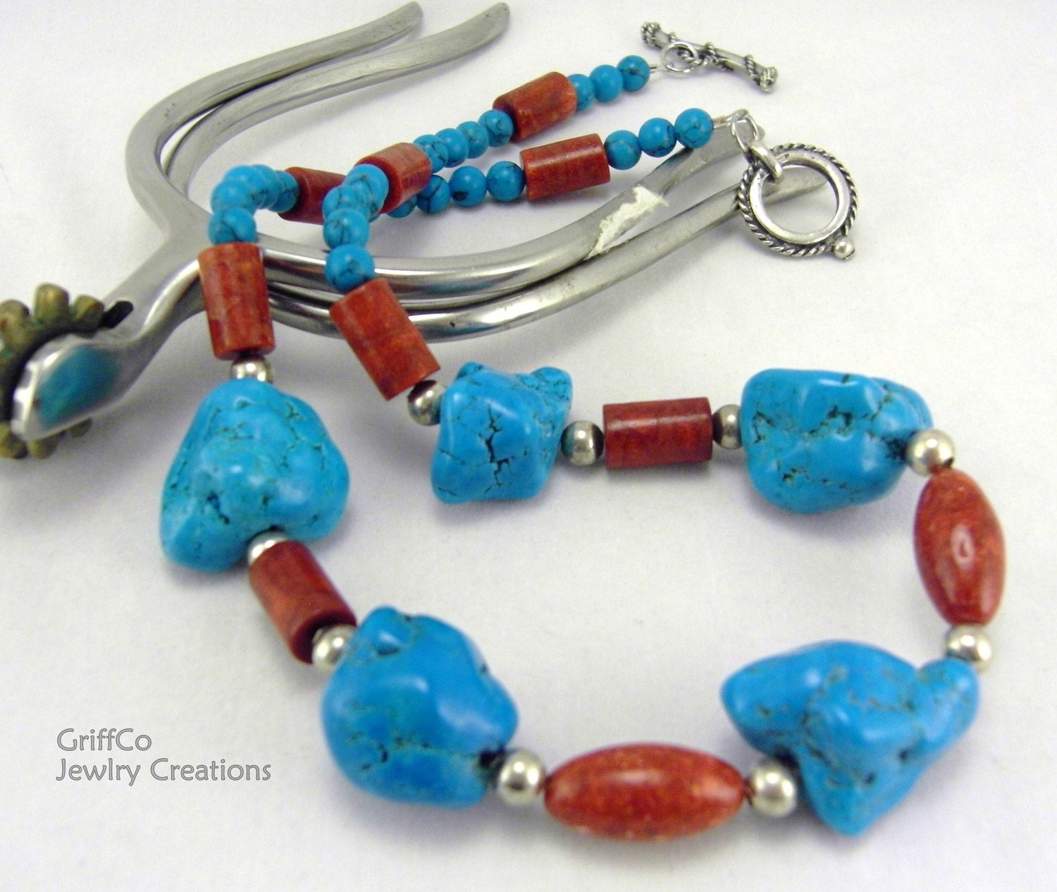 Chunky Turquoise and Coral Necklace