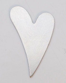 NICKEL german silver metal jewelry stamping BLANKS funky heart - hand stamping heaven- 24g - 1 by 5/8 in- you get six 6