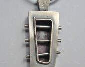 Silver 3-D Box Shaped Pendant with a Window and Pierced with Tubes