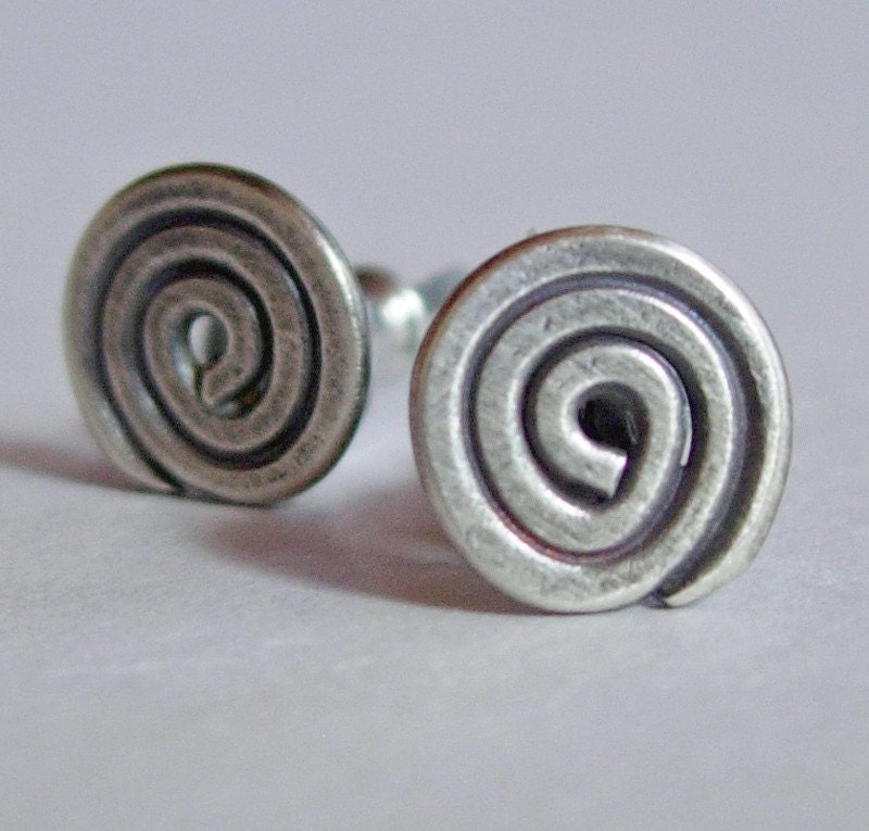 Silver Simple Spiral Earrings on Post