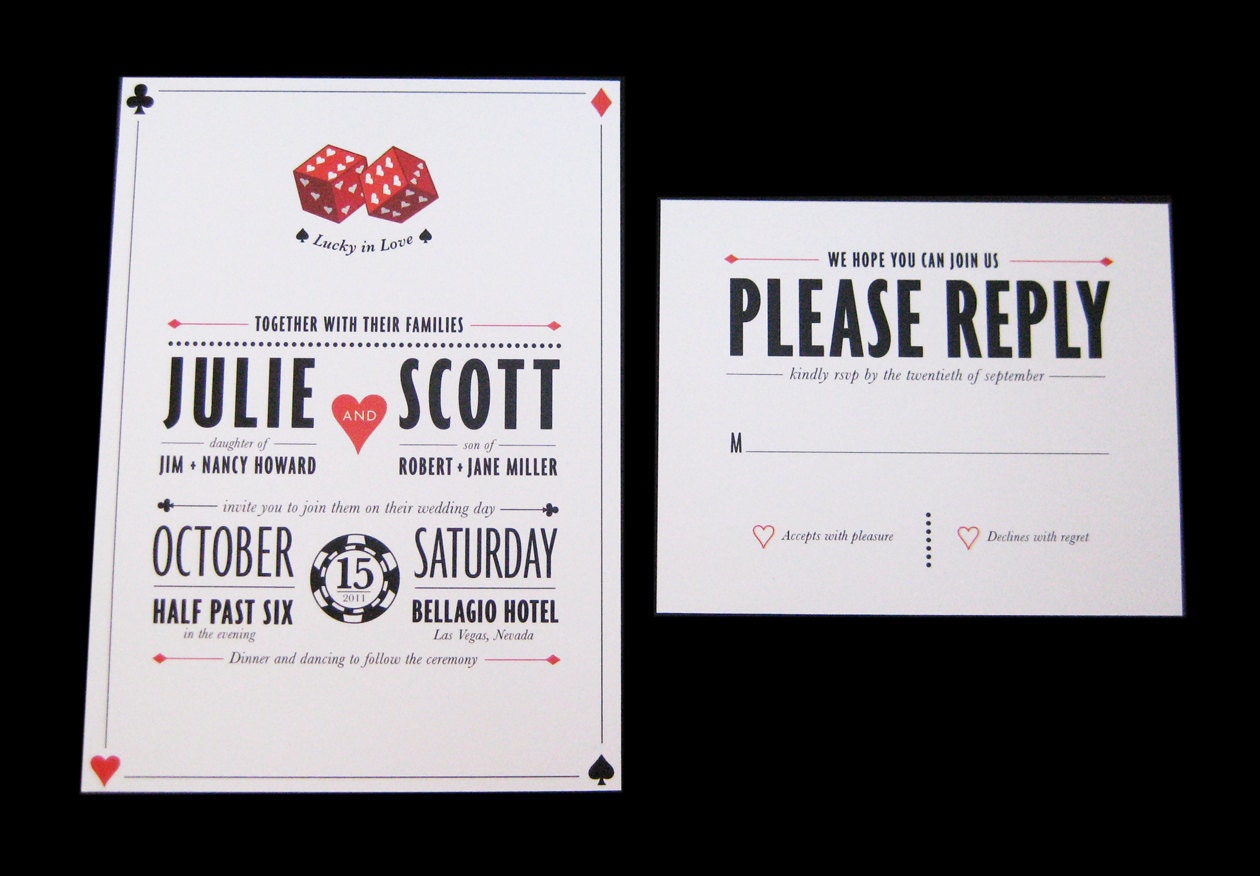 Lucky In Love Las Vegas Wedding Invitation