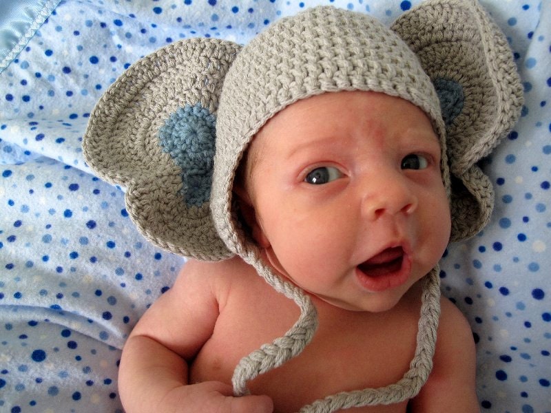 Peanuts the Elephant Crochet Beanie Costume for boys with earflaps
