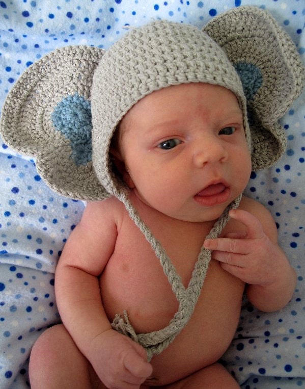 Peanuts the Elephant Crochet Beanie Costume for boys with earflaps